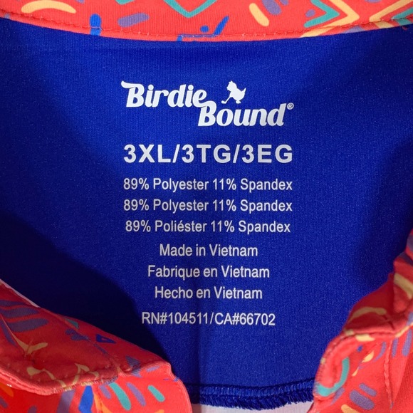 Birdie Bound Men 3XL Golf Polo Shirt Short Sleeve Red Abstract Print Performance - Picture 5 of 9